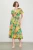 Lime Floral Puff Sleeve Maternity Midi Dress sold by Pinkblush