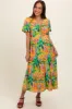 Lime Floral Puff Sleeve Maternity Midi Dress sold by Pinkblush