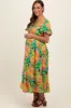 Lime Floral Puff Sleeve Maternity Midi Dress sold by Pinkblush