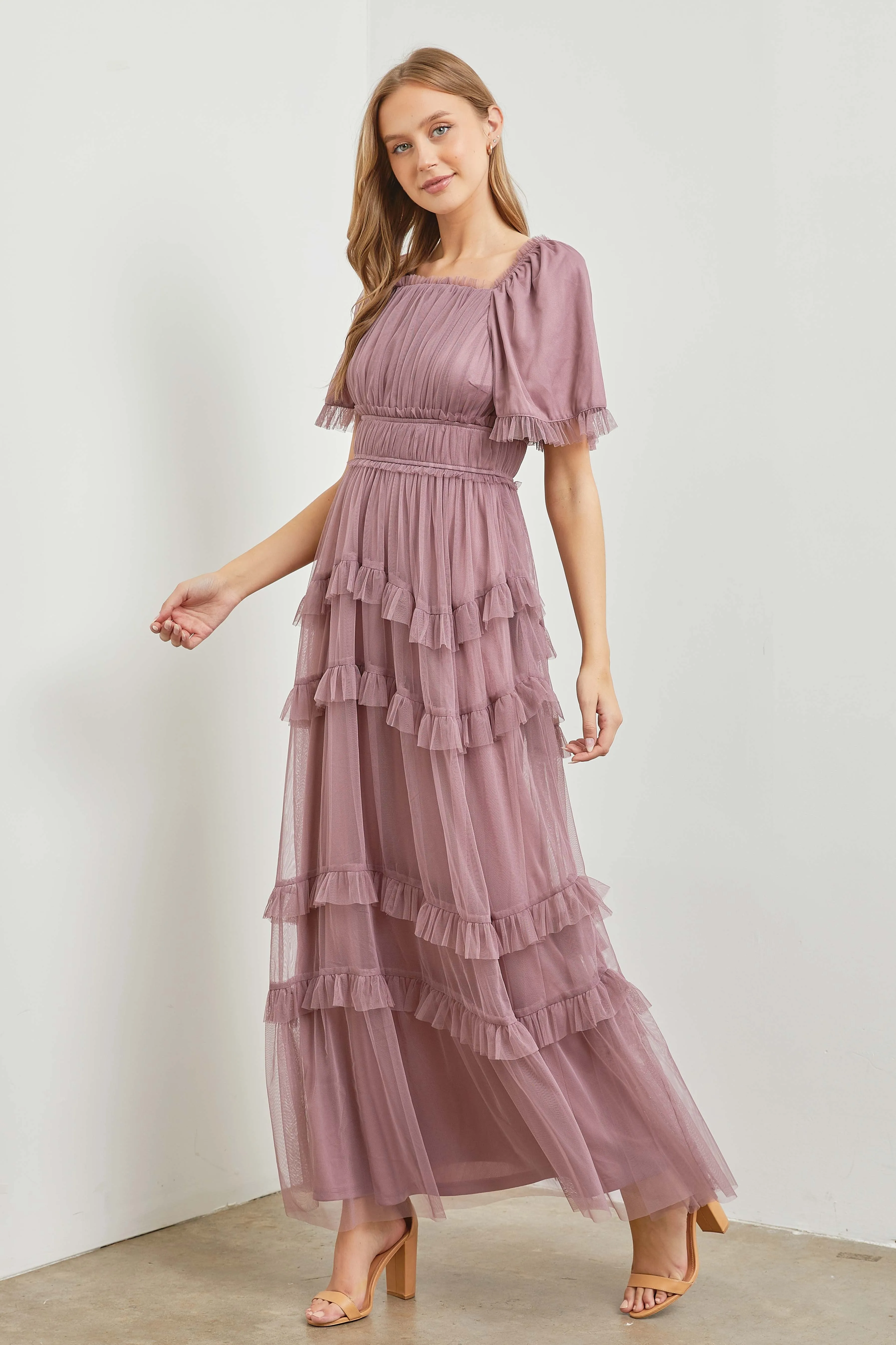 Dusty Lavender Tulle Maxi Dress sold by Pinkblush product image thumbnail 3