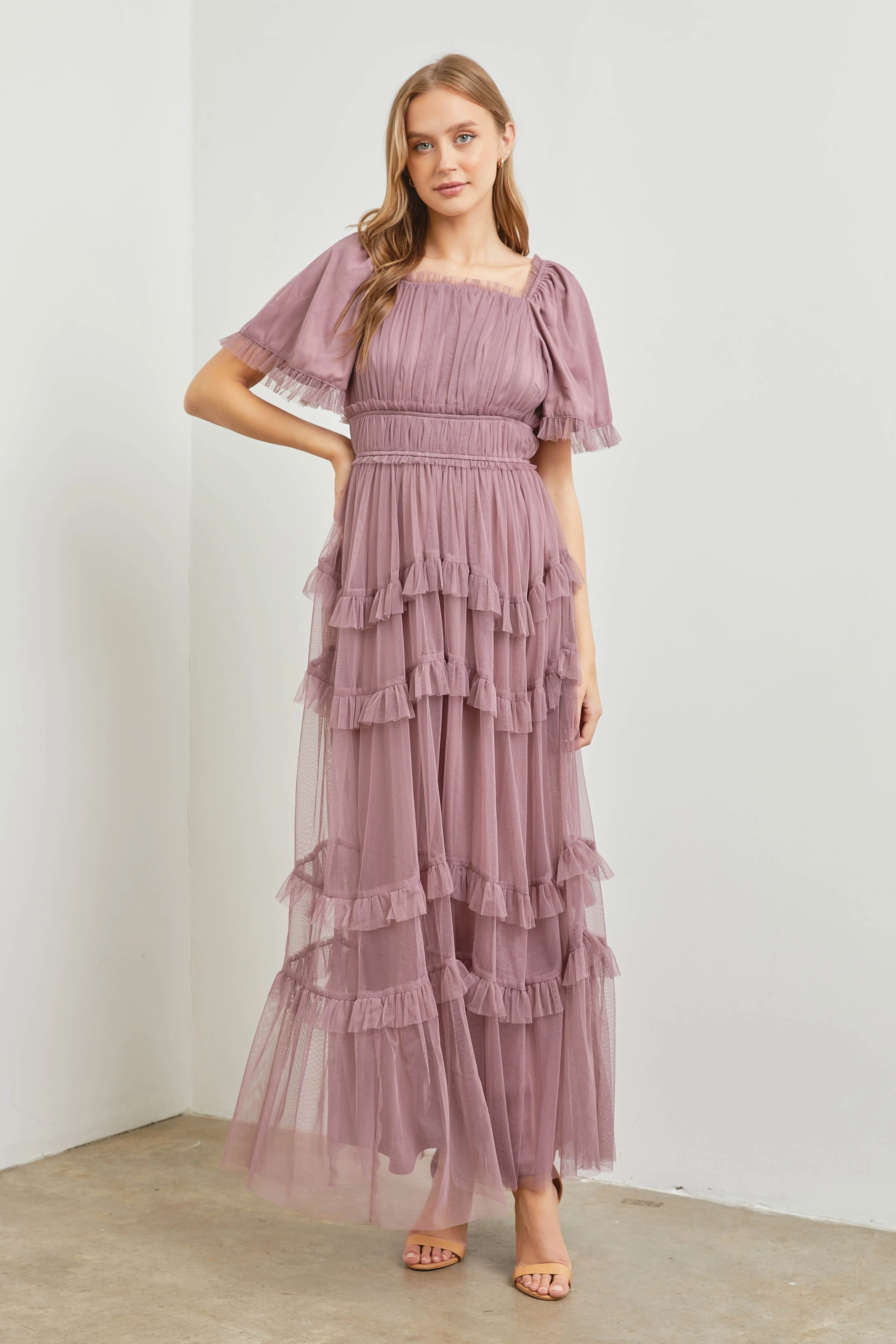 Dusty Lavender Tulle Maxi Dress sold by Pinkblush