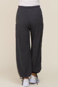 Charcoal Side Pocket Drawstring Ankle Tie Maternity Lounge Pants sold by Pinkblush