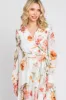 Ivory Floral Chiffon Long Sleeve Maxi Dress sold by Pinkblush