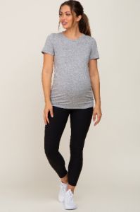 Black Ribbed Maternity Leggings sold by Pinkblush