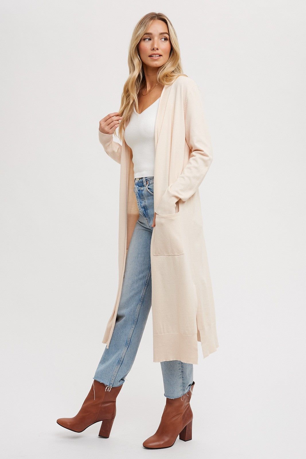 Cream Long Cardigan sold by Pinkblush product image thumbnail 2