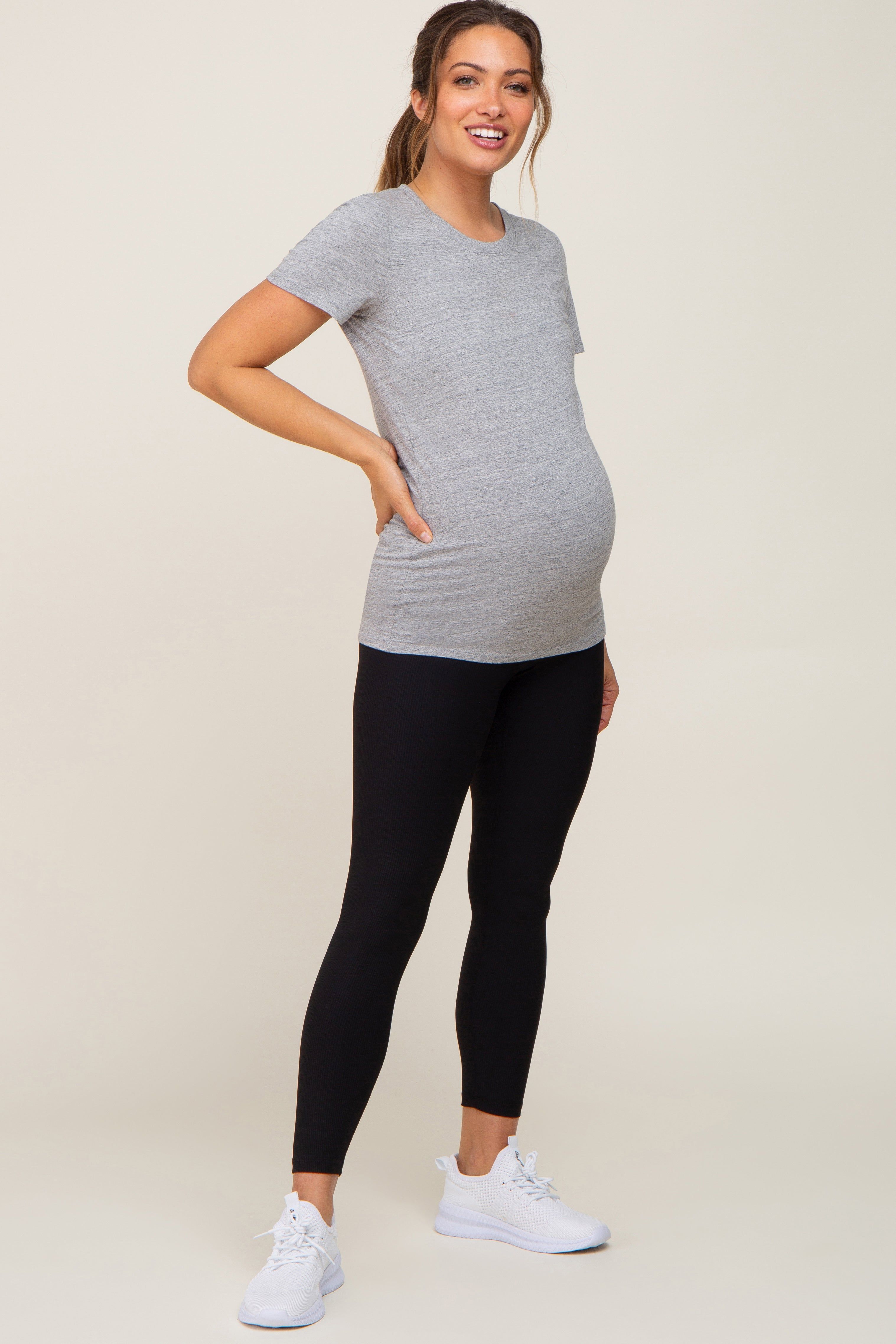 Black Ribbed Maternity Leggings sold by Pinkblush