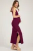 Burgundy Ribbed Side Slit Maternity Maxi Dress sold by Pinkblush