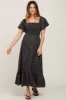 Black Floral Smocked Maternity Maxi Dress sold by Pinkblush