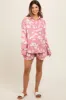 Mauve Floral Button Up Long Sleeve Maternity Short Set sold by Pinkblush