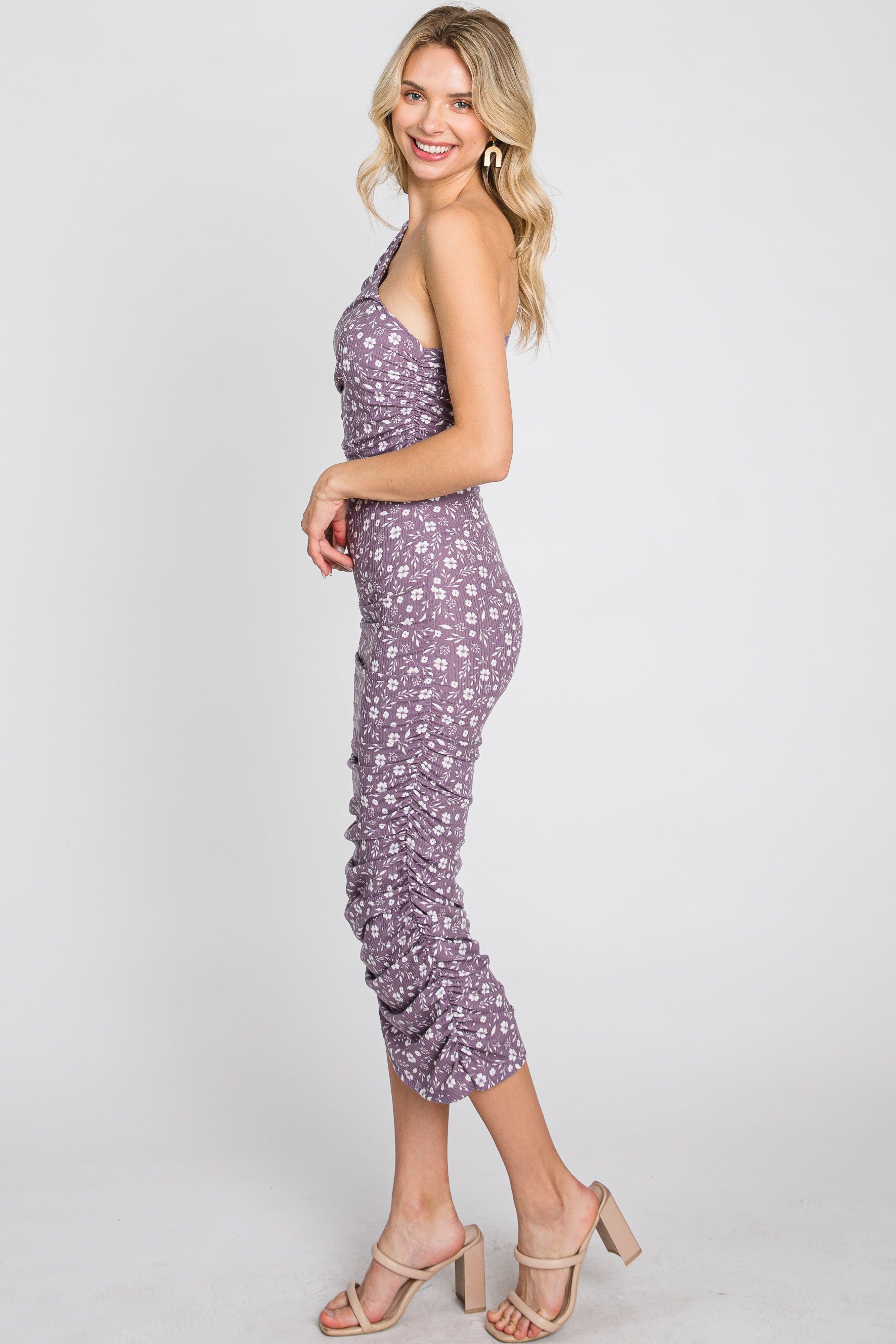 Lavender Floral One Shoulder Dress sold by Pinkblush product image thumbnail 5