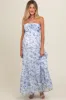 Blue Floral Halter Maxi Maternity Dress sold by Pinkblush