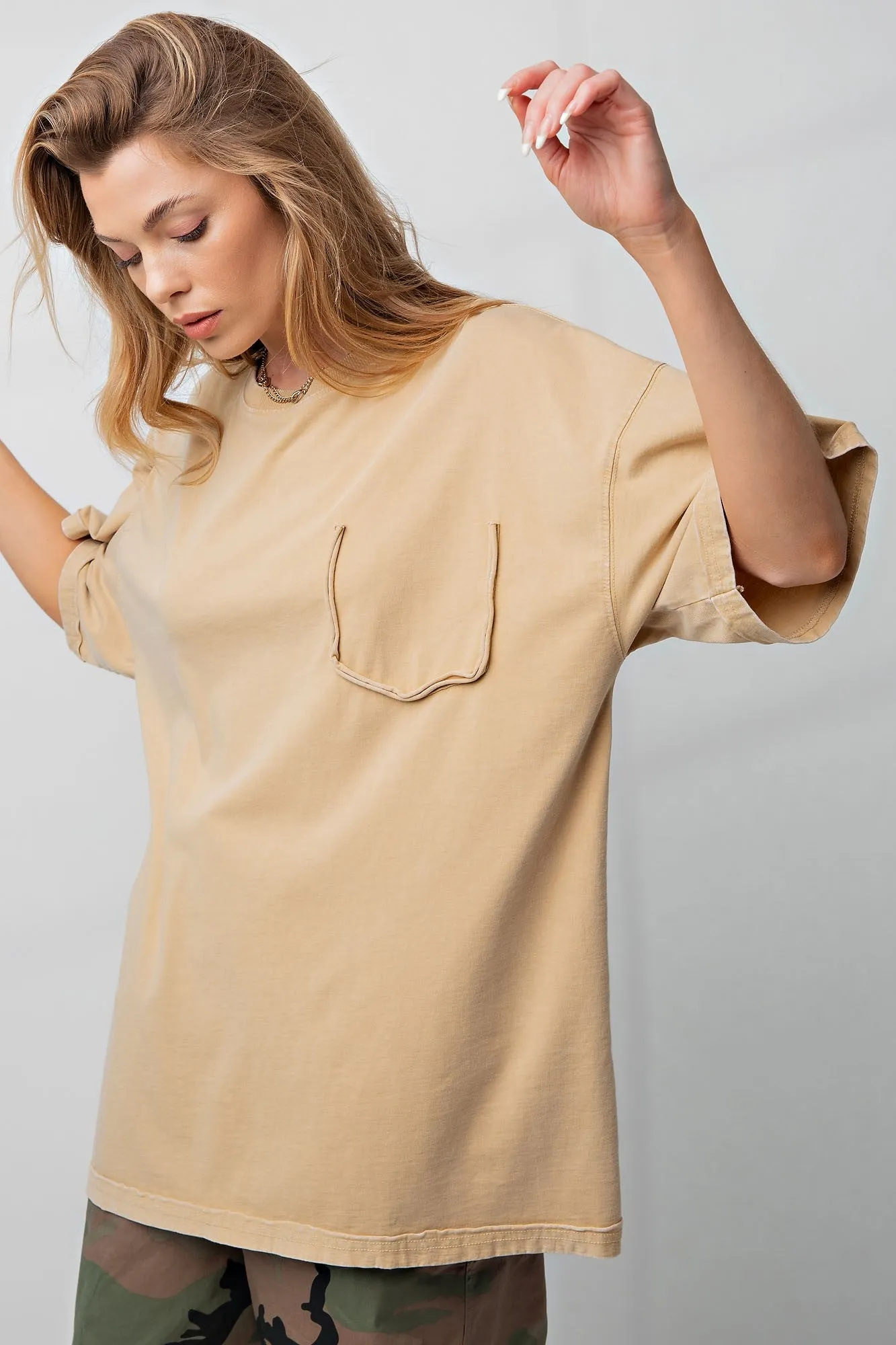 Yellow Faded Wash Maternity Short Sleeve Top sold by Pinkblush product image thumbnail 4