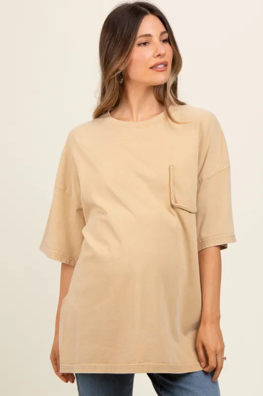 Yellow Faded Wash Maternity Short Sleeve Top sold by Pinkblush