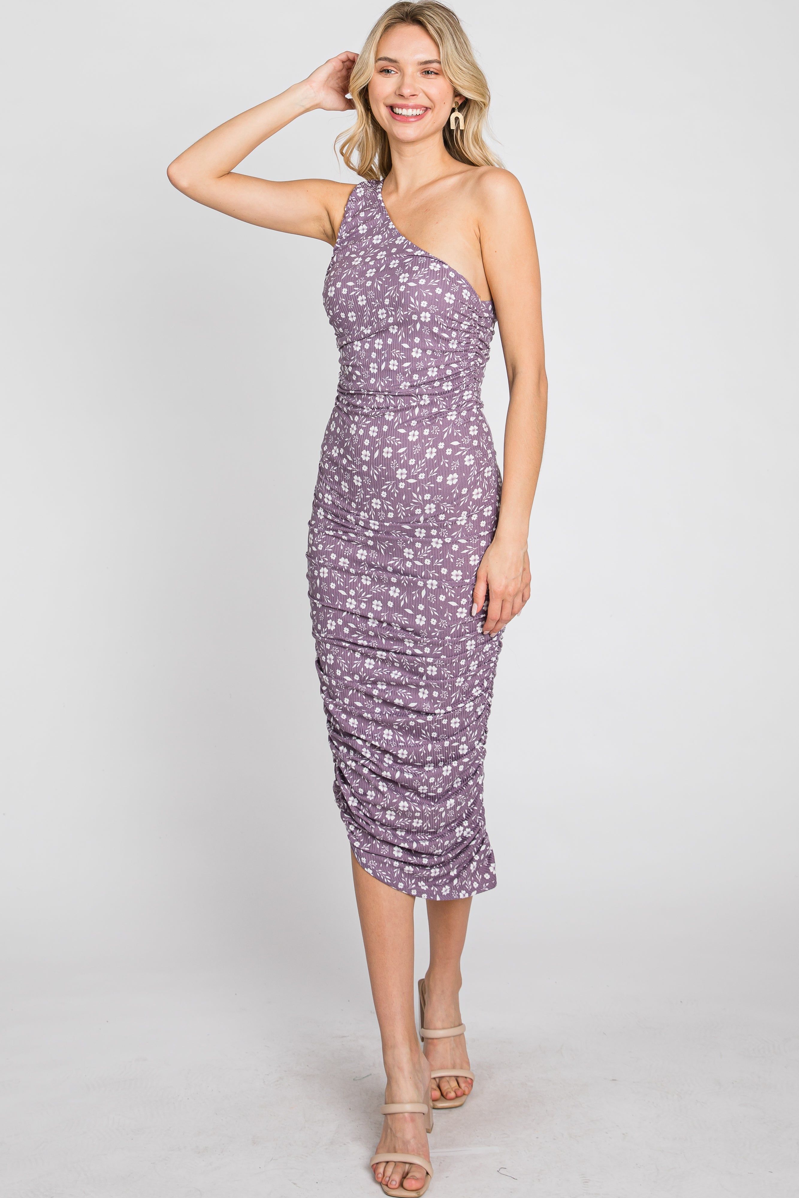Lavender Floral One Shoulder Dress sold by Pinkblush product image thumbnail 10