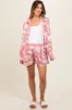 Mauve Floral Button Up Long Sleeve Maternity Short Set sold by Pinkblush