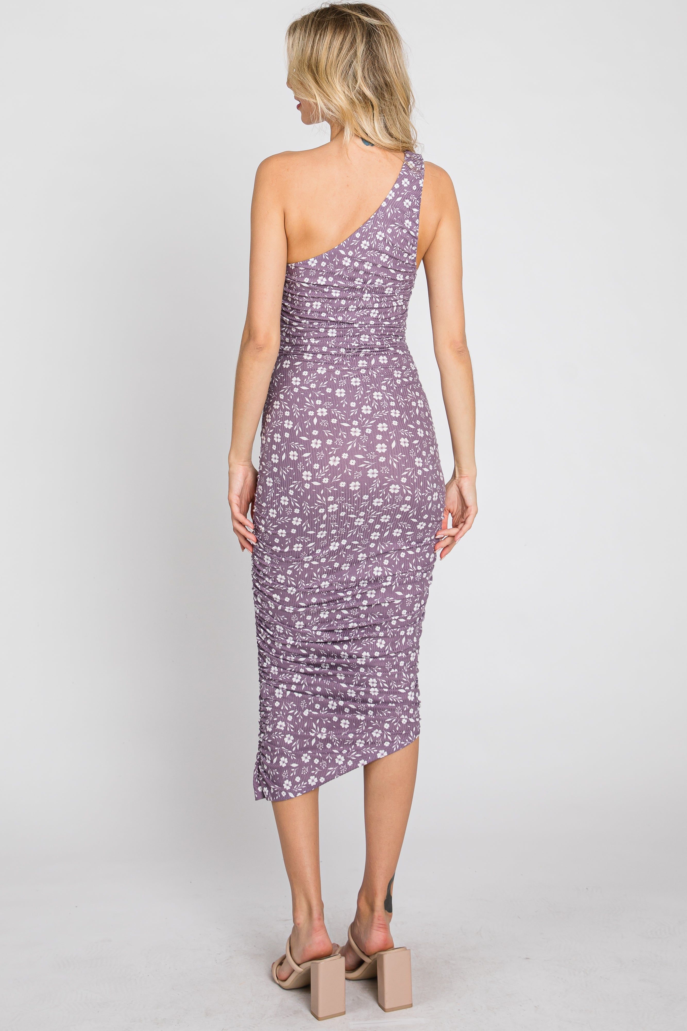 Lavender Floral One Shoulder Dress sold by Pinkblush product image thumbnail 7