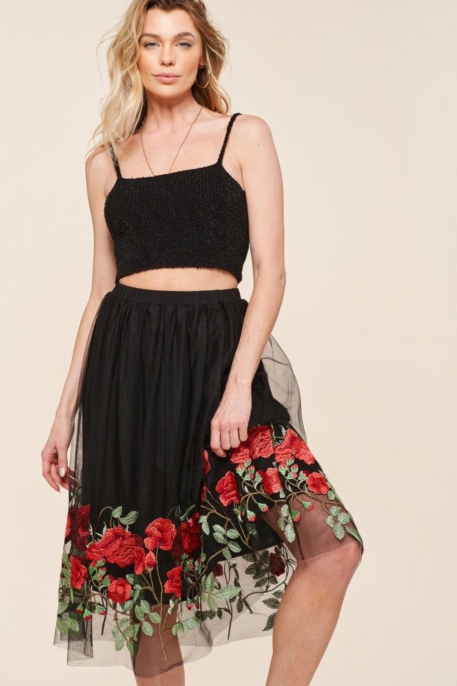 Black Rose Garden Tulle Skirt sold by Pinkblush product image thumbnail 2