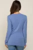 Blue Fitted Long Sleeve Maternity Top sold by Pinkblush