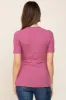 Mauve Ribbed Wrap Front Maternity/Nursing Top sold by Pinkblush