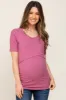 Mauve Ribbed Wrap Front Maternity/Nursing Top sold by Pinkblush