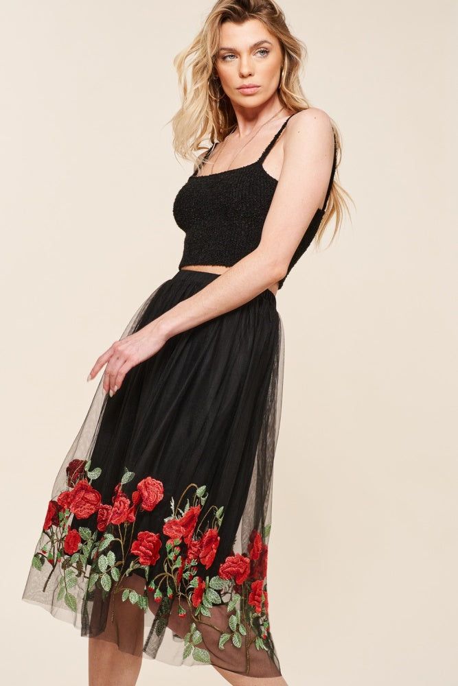 Black Rose Garden Tulle Skirt sold by Pinkblush product image thumbnail 3