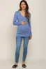 Blue Fitted Long Sleeve Maternity Top sold by Pinkblush