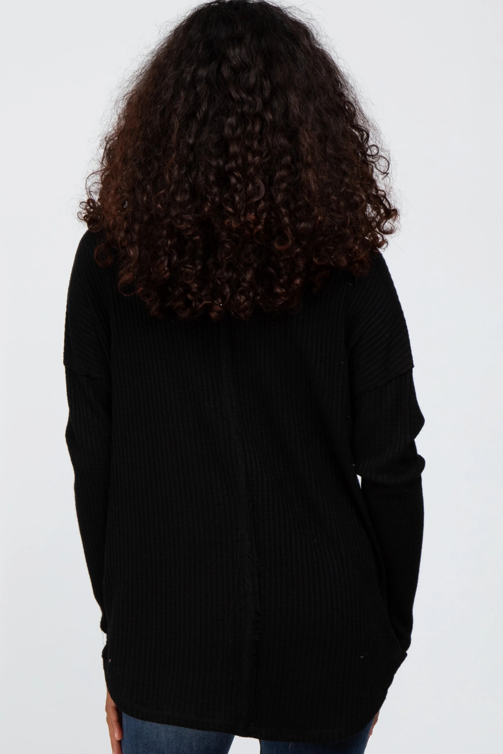 Black Waffle Knit Long Sleeve Top sold by Pinkblush product image thumbnail 3