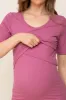 Mauve Ribbed Wrap Front Maternity/Nursing Top sold by Pinkblush