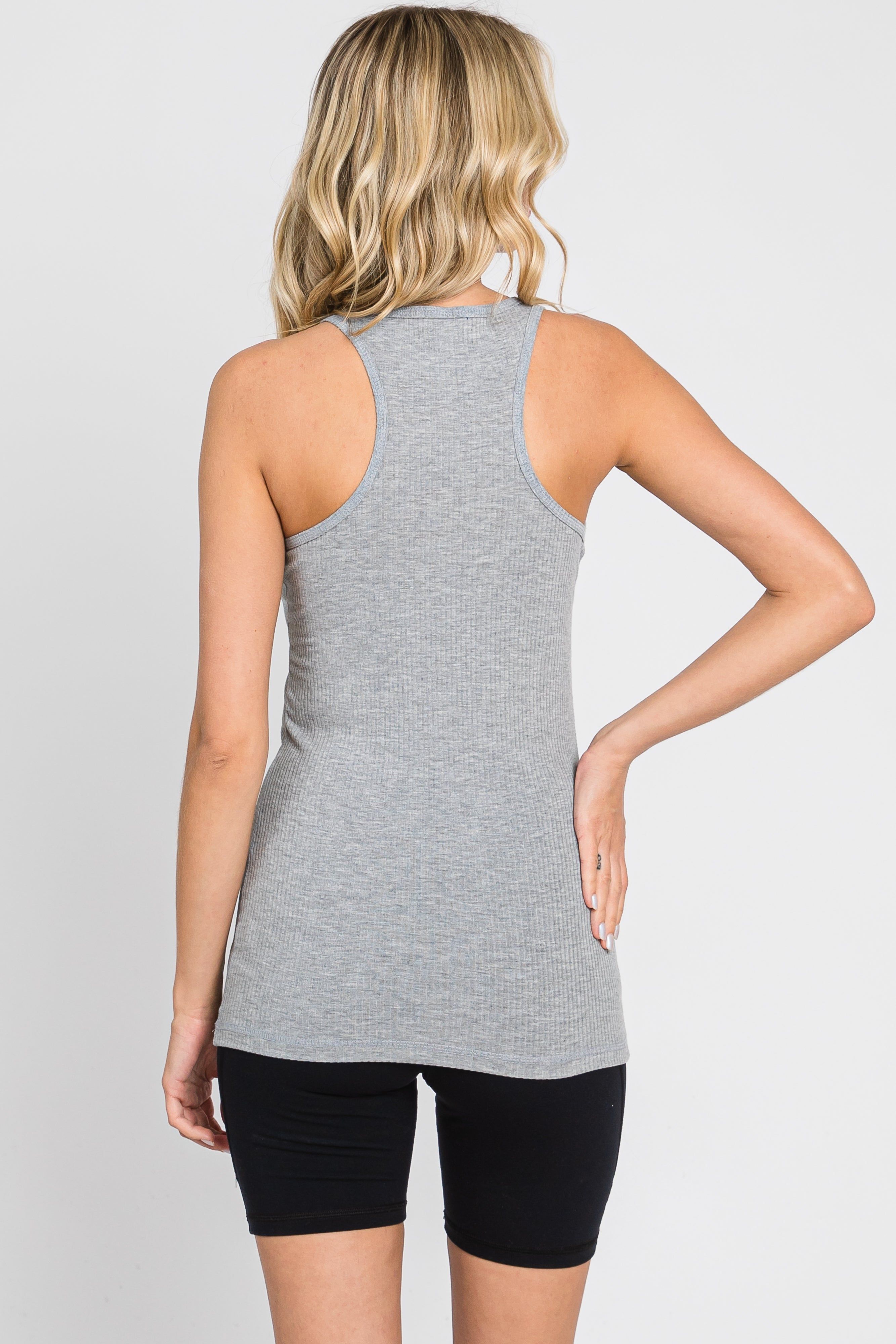 Heather Grey Ruched Side Tank Top sold by Pinkblush product image thumbnail 3