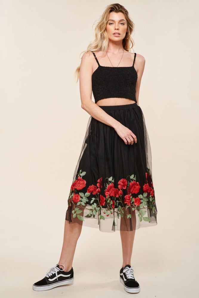 Black Rose Garden Tulle Skirt sold by Pinkblush