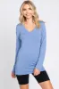Blue Fitted Long Sleeve Maternity Top sold by Pinkblush