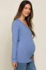 Blue Fitted Long Sleeve Maternity Top sold by Pinkblush