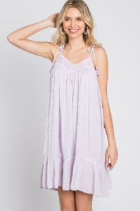 Lavender Lace Accent Tassel Tie Dress sold by Pinkblush
