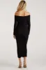 Black Off Shoulder Mesh Ruched Maternity Midi Dress sold by Pinkblush