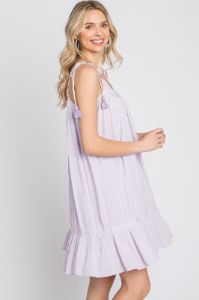Lavender Lace Accent Tassel Tie Dress sold by Pinkblush