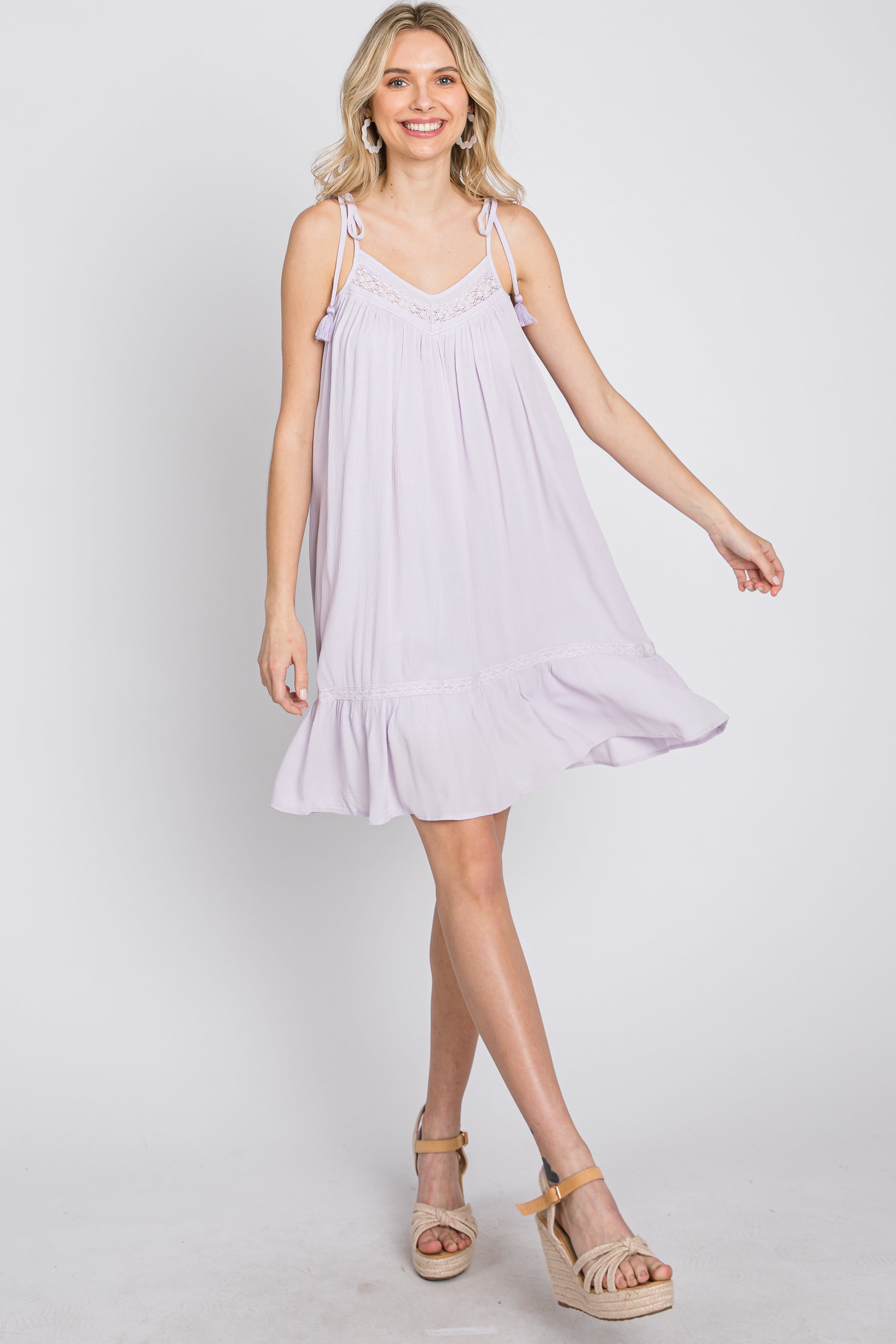 Lavender Lace Accent Tassel Tie Dress sold by Pinkblush product image thumbnail 2