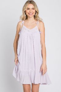 Lavender Lace Accent Tassel Tie Dress sold by Pinkblush
