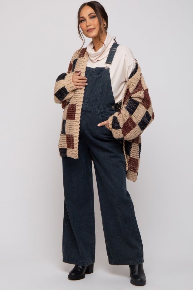 Black Checkered Oversized Maternity Cardigan sold by Pinkblush product image thumbnail 5