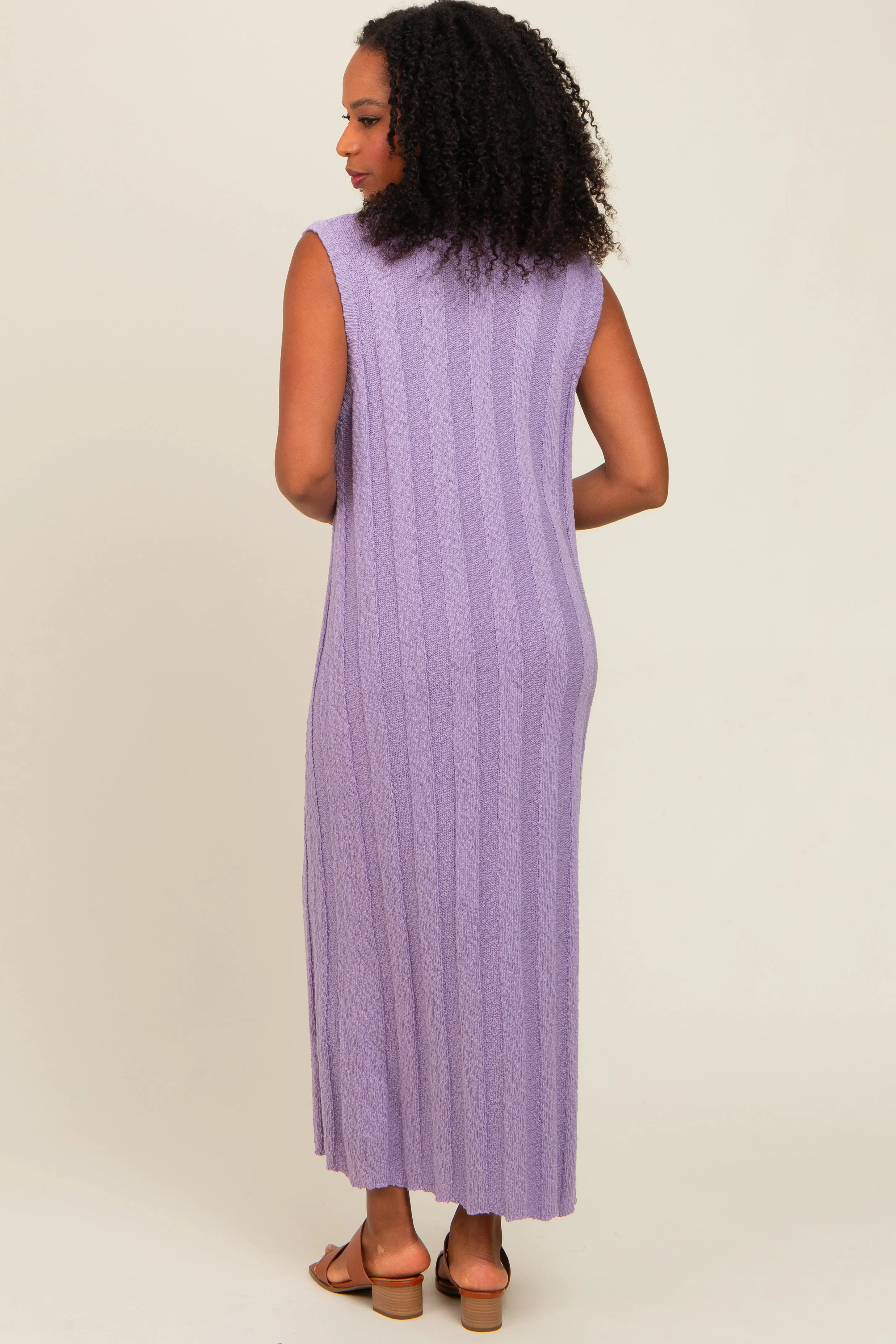 Lavender Ribbed Knit Sleeveless Dress sold by Pinkblush product image thumbnail 4