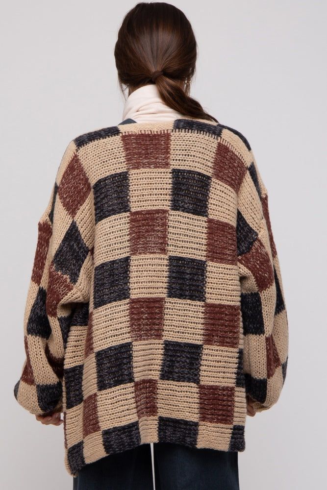 Black Checkered Oversized Maternity Cardigan sold by Pinkblush product image thumbnail 4