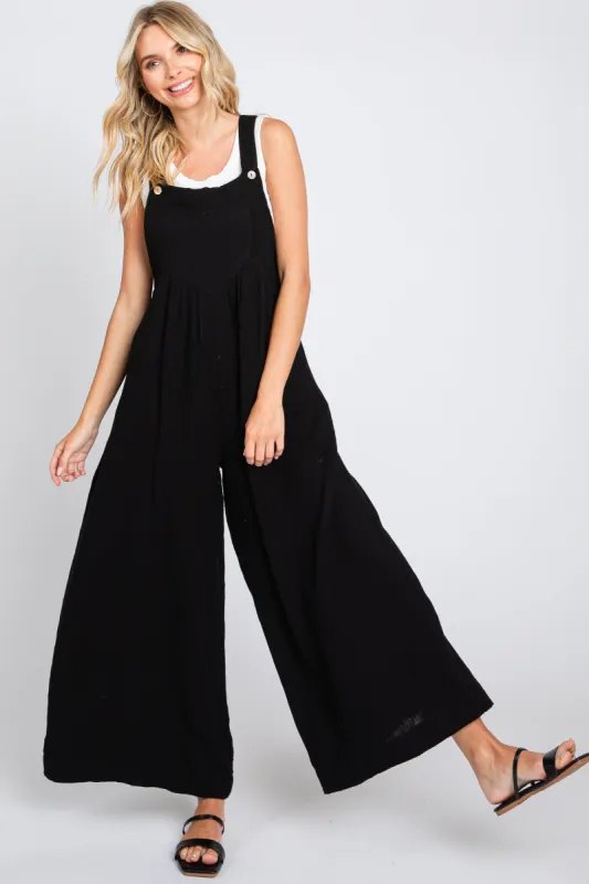 Black Pocket Front Wide Leg Jumpsuit sold by Pinkblush