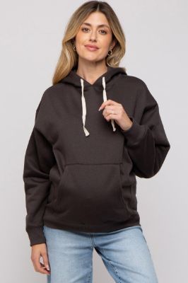 Charcoal Basic Fleece Maternity Hoodie sold by Pinkblush