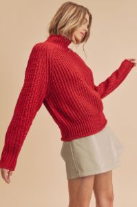 Red Knit Turtle Neck Sweater sold by Pinkblush