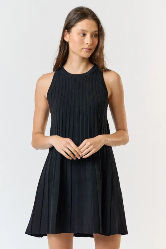 Black Knit Pleated A-Line Dress sold by Pinkblush