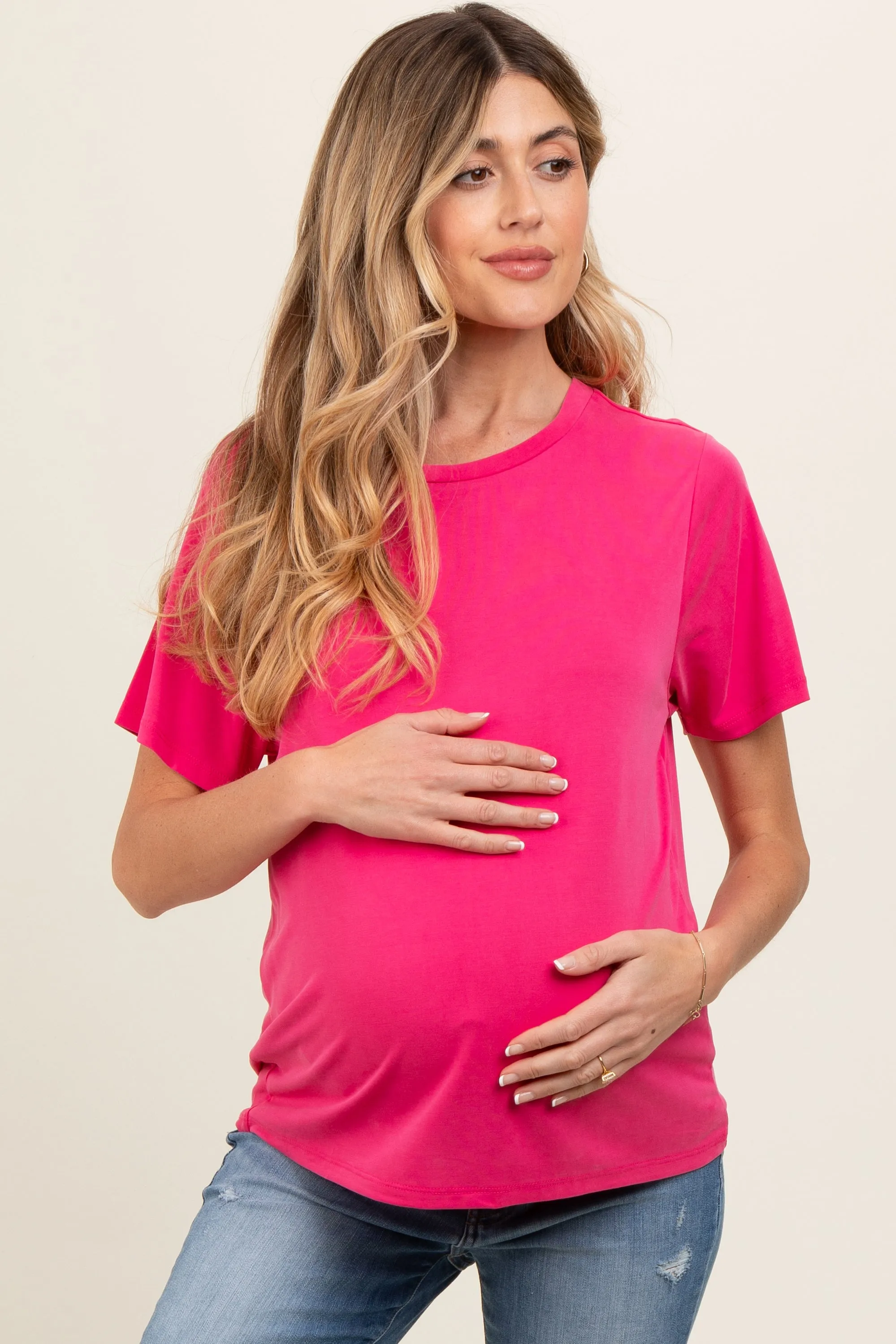 Magenta Dolman Sleeve Maternity Top sold by Pinkblush product image thumbnail 2