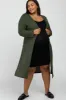 Olive Heathered Ribbed Side Slit Long Plus Maternity Cardigan sold by Pinkblush