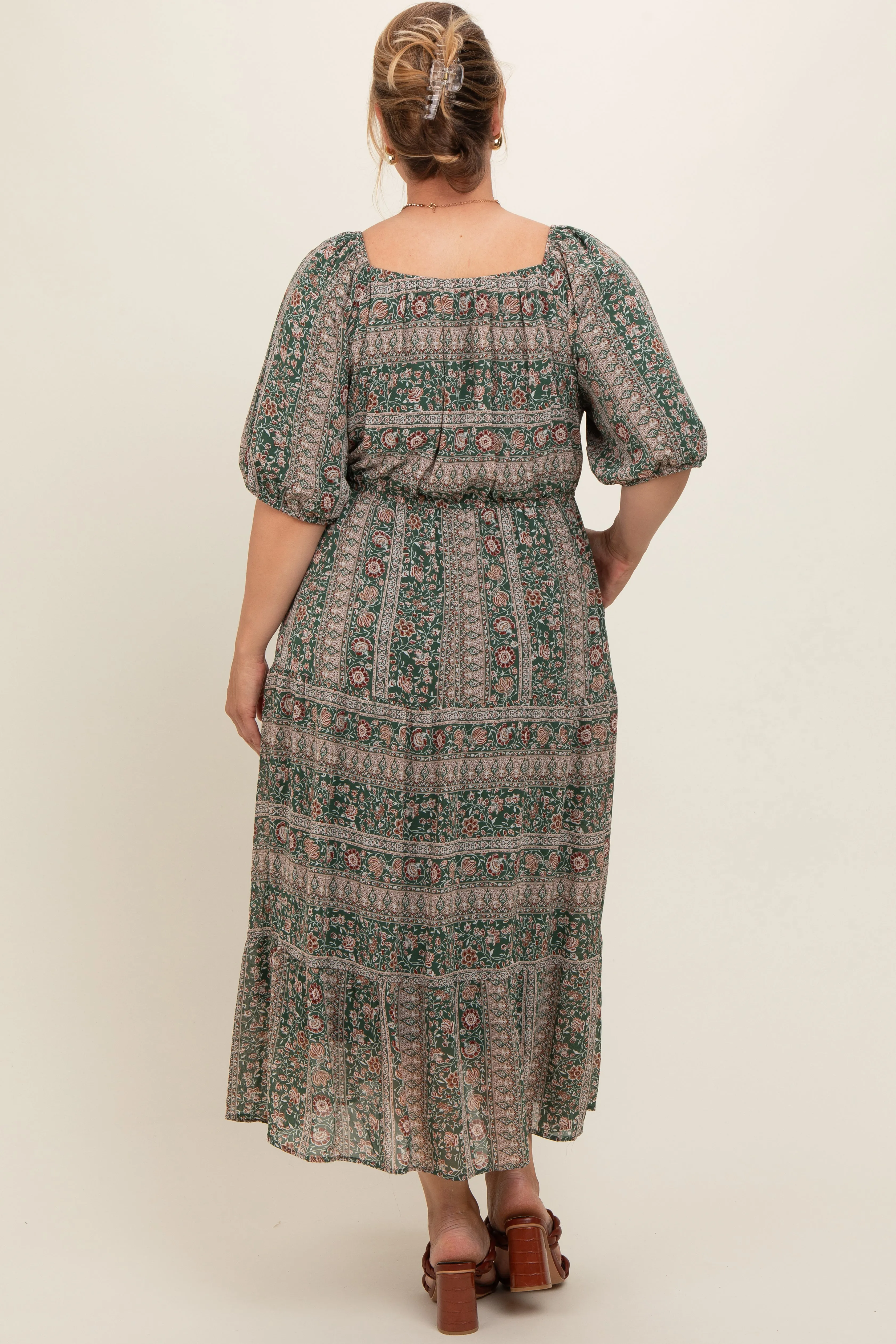 Forest Green Paisley Print Maternity Maxi Dress sold by Pinkblush product image thumbnail 3