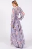 Lavender Floral Chiffon Deep V Ruffle Tiered Maxi Dress sold by Pinkblush