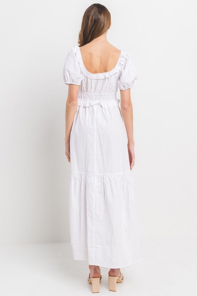 White Poplin Tiered Maxi Dress sold by Pinkblush product image thumbnail 3
