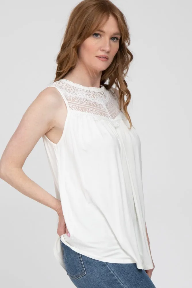 White Lace Inset Tank Top sold by Pinkblush product image thumbnail 3